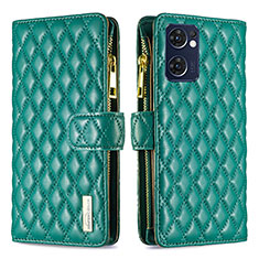 Leather Case Stands Flip Cover Holder B12F for Oppo Reno7 5G Green