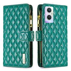 Leather Case Stands Flip Cover Holder B12F for Oppo Reno7 Lite 5G Green