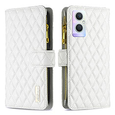 Leather Case Stands Flip Cover Holder B12F for Oppo Reno7 Lite 5G White