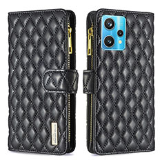 Leather Case Stands Flip Cover Holder B12F for Realme 9 Pro+ Plus 5G Black