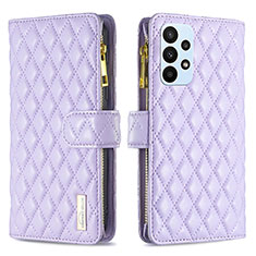 Leather Case Stands Flip Cover Holder B12F for Samsung Galaxy A23 5G Purple