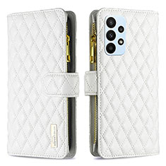 Leather Case Stands Flip Cover Holder B12F for Samsung Galaxy A23 5G White