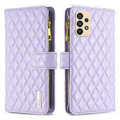 Leather Case Stands Flip Cover Holder B12F for Samsung Galaxy A33 5G Purple