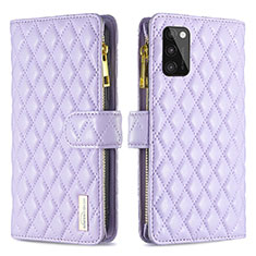 Leather Case Stands Flip Cover Holder B12F for Samsung Galaxy A41 Purple
