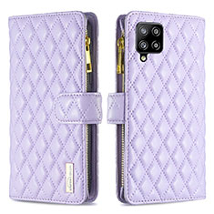 Leather Case Stands Flip Cover Holder B12F for Samsung Galaxy A42 5G Purple