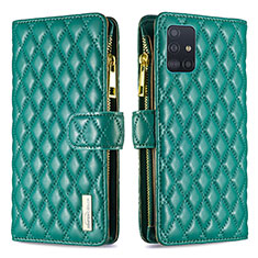 Leather Case Stands Flip Cover Holder B12F for Samsung Galaxy A51 4G Green