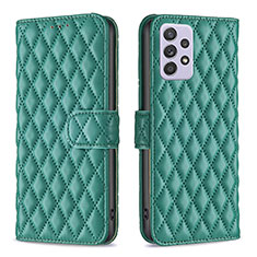 Leather Case Stands Flip Cover Holder B12F for Samsung Galaxy A52 5G Green