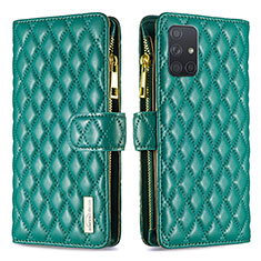 Leather Case Stands Flip Cover Holder B12F for Samsung Galaxy A71 5G Green
