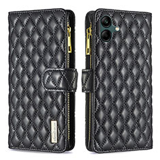 Leather Case Stands Flip Cover Holder B12F for Samsung Galaxy F04 Black
