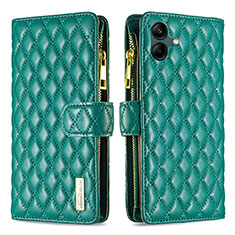 Leather Case Stands Flip Cover Holder B12F for Samsung Galaxy F04 Green