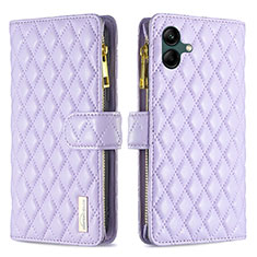 Leather Case Stands Flip Cover Holder B12F for Samsung Galaxy F04 Purple