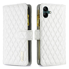 Leather Case Stands Flip Cover Holder B12F for Samsung Galaxy F04 White