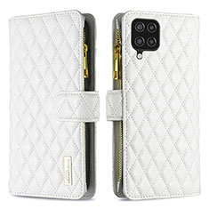 Leather Case Stands Flip Cover Holder B12F for Samsung Galaxy F12 White
