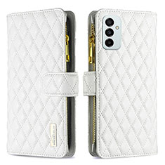 Leather Case Stands Flip Cover Holder B12F for Samsung Galaxy M23 5G White