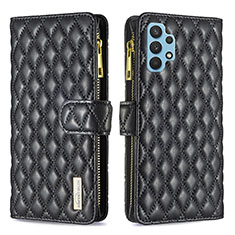 Leather Case Stands Flip Cover Holder B12F for Samsung Galaxy M32 5G Black