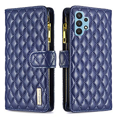 Leather Case Stands Flip Cover Holder B12F for Samsung Galaxy M32 5G Blue