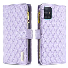 Leather Case Stands Flip Cover Holder B12F for Samsung Galaxy M40S Purple