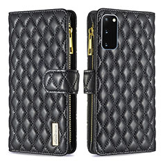 Leather Case Stands Flip Cover Holder B12F for Samsung Galaxy S20 5G Black