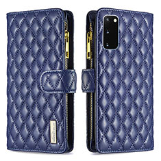 Leather Case Stands Flip Cover Holder B12F for Samsung Galaxy S20 5G Blue