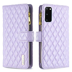 Leather Case Stands Flip Cover Holder B12F for Samsung Galaxy S20 5G Purple