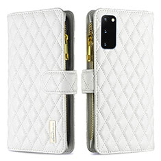 Leather Case Stands Flip Cover Holder B12F for Samsung Galaxy S20 5G White