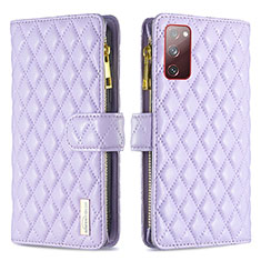 Leather Case Stands Flip Cover Holder B12F for Samsung Galaxy S20 FE (2022) 5G Purple