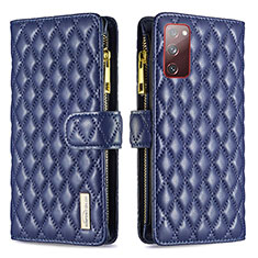 Leather Case Stands Flip Cover Holder B12F for Samsung Galaxy S20 FE 4G Blue