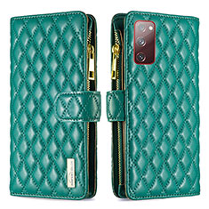 Leather Case Stands Flip Cover Holder B12F for Samsung Galaxy S20 FE 4G Green