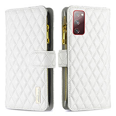 Leather Case Stands Flip Cover Holder B12F for Samsung Galaxy S20 FE 5G White