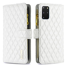 Leather Case Stands Flip Cover Holder B12F for Samsung Galaxy S20 Plus 5G White