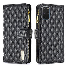 Leather Case Stands Flip Cover Holder B12F for Samsung Galaxy S20 Plus Black