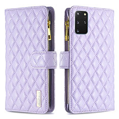 Leather Case Stands Flip Cover Holder B12F for Samsung Galaxy S20 Plus Purple