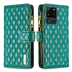 Leather Case Stands Flip Cover Holder B12F for Samsung Galaxy S20 Ultra 5G Green