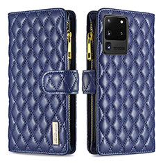 Leather Case Stands Flip Cover Holder B12F for Samsung Galaxy S20 Ultra Blue
