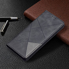 Leather Case Stands Flip Cover Holder B12F for Samsung Galaxy S21 Ultra 5G Black