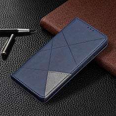 Leather Case Stands Flip Cover Holder B12F for Samsung Galaxy S21 Ultra 5G Blue