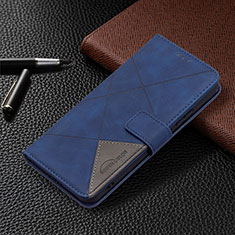 Leather Case Stands Flip Cover Holder B12F for Samsung Galaxy S22 5G Blue