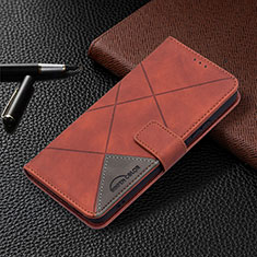 Leather Case Stands Flip Cover Holder B12F for Samsung Galaxy S22 Plus 5G Brown