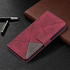 Leather Case Stands Flip Cover Holder B12F for Samsung Galaxy S23 Plus 5G Red