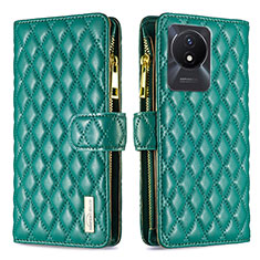 Leather Case Stands Flip Cover Holder B12F for Vivo Y11 (2023) Green