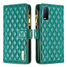 Leather Case Stands Flip Cover Holder B12F for Vivo Y11s Green