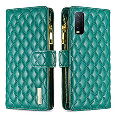 Leather Case Stands Flip Cover Holder B12F for Vivo Y30 Green