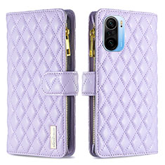 Leather Case Stands Flip Cover Holder B12F for Xiaomi Mi 11X Pro 5G Purple