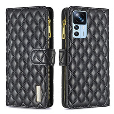 Leather Case Stands Flip Cover Holder B12F for Xiaomi Mi 12T 5G Black