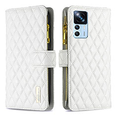 Leather Case Stands Flip Cover Holder B12F for Xiaomi Mi 12T 5G White