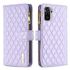 Leather Case Stands Flip Cover Holder B12F for Xiaomi Poco M5S Purple