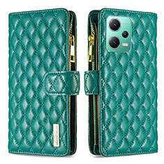Leather Case Stands Flip Cover Holder B12F for Xiaomi Poco X5 5G Green