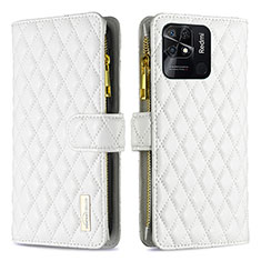 Leather Case Stands Flip Cover Holder B12F for Xiaomi Redmi 10 Power White
