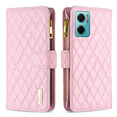 Leather Case Stands Flip Cover Holder B12F for Xiaomi Redmi 10 Prime Plus 5G Rose Gold