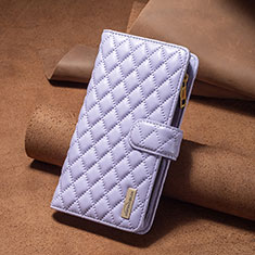 Leather Case Stands Flip Cover Holder B12F for Xiaomi Redmi 13C Purple